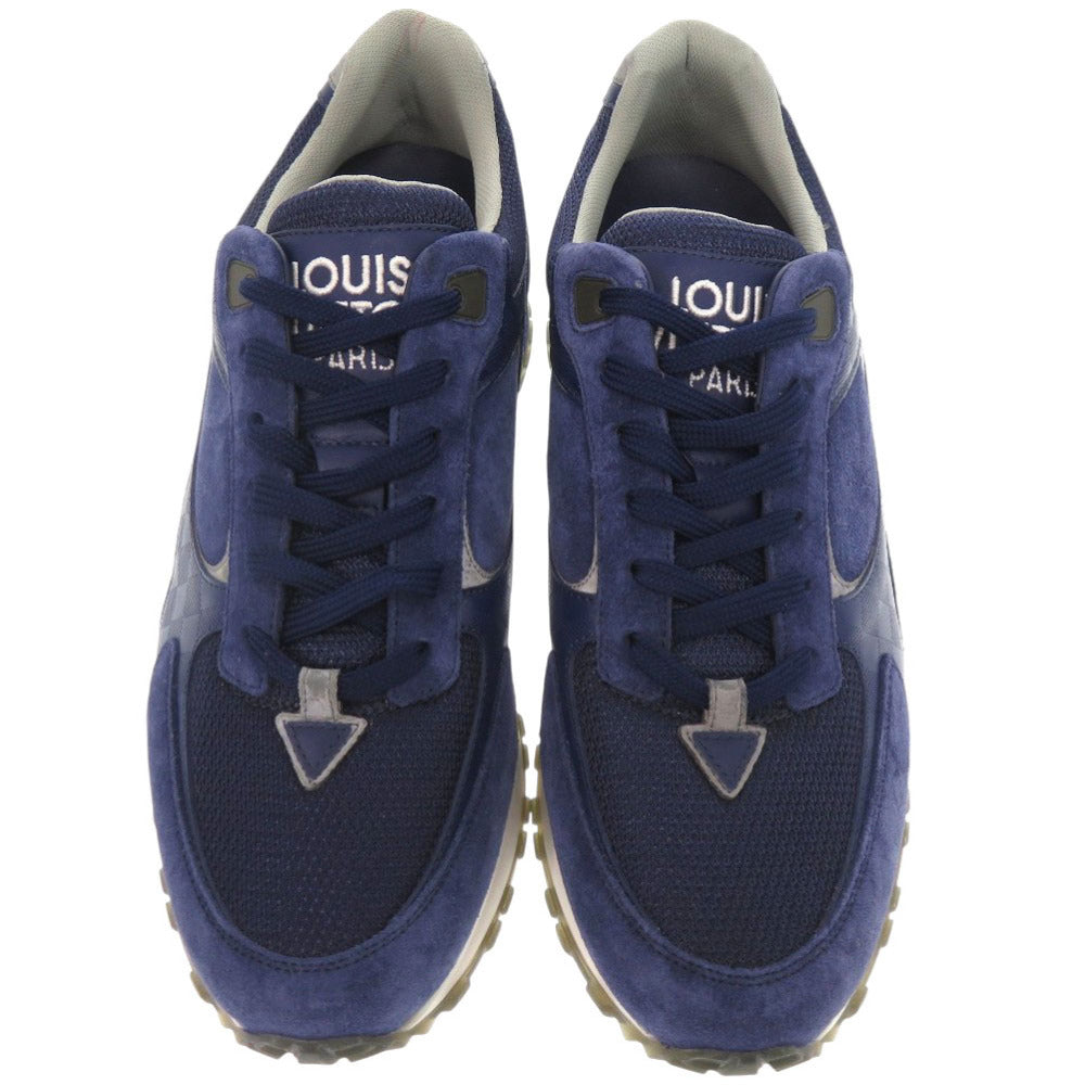 美品 ルイ ヴィトン ランアウェイ ライン ダミエアンフィニ スエード サイズ5 1/2 ブルー スニーカー LV 1752【中古】LOUIS VUITTON メンズ
