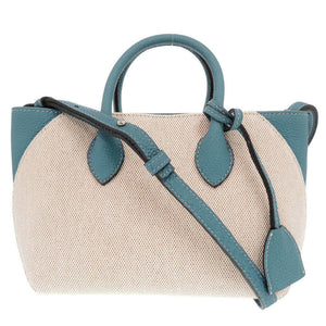 新品同様 ボナベンチュラ ミア ミニ BTBC2-BC キャンバス レザー ブルー 2WAY トートバッグ ショルダーバッグ ハンドバッグ 1797【中古】BONAVENTURA