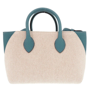 新品同様 ボナベンチュラ ミア ミニ BTBC2-BC キャンバス レザー ブルー 2WAY トートバッグ ショルダーバッグ ハンドバッグ 1797【中古】BONAVENTURA