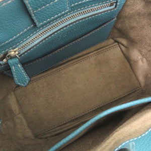 新品同様 ボナベンチュラ ミア ミニ BTBC2-BC キャンバス レザー ブルー 2WAY トートバッグ ショルダーバッグ ハンドバッグ 1797【中古】BONAVENTURA