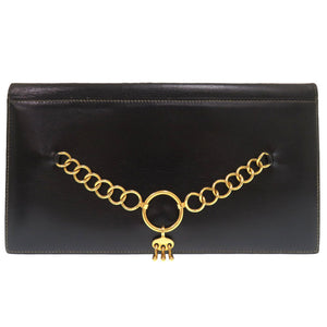 エルメス サンシルボックス ボックスカーフ ブラック ゴールド金具 ○J刻印 ヴィンテージ クラッチバッグ 黒 1800 【中古】 HERMES