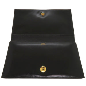エルメス サンシルボックス ボックスカーフ ブラック ゴールド金具 ○J刻印 ヴィンテージ クラッチバッグ 黒 1800 【中古】 HERMES