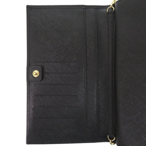 美品 サルヴァトーレフェラガモ ヴァラ チェーンウォレット 長財布 斜め掛け 22 B850 レザー ブラック 1852【中古】Salvatore Ferragamo