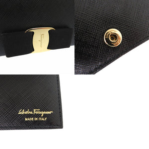美品 サルヴァトーレフェラガモ ヴァラ チェーンウォレット 長財布 斜め掛け 22 B850 レザー ブラック 1852【中古】Salvatore Ferragamo