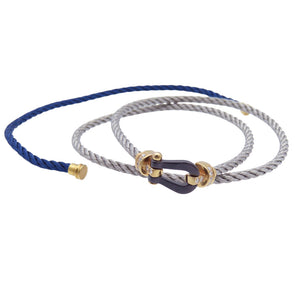 美品 フレッド フォース10 ハーフダイヤ MM ブレスレット 750 K18PG/ブラックセラミック/ダイヤモンド ＃16 2連ブレスレット 1864【中古】FRED