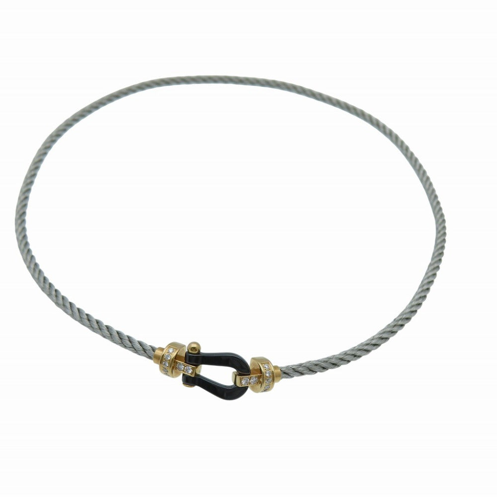 美品 フレッド フォース10 ハーフダイヤ MM ブレスレット 750 K18PG/ブラックセラミック/ダイヤモンド ＃16 2連ブレスレット 1864【中古】FRED