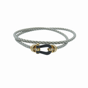 美品 フレッド フォース10 ハーフダイヤ MM ブレスレット 750 K18PG/ブラックセラミック/ダイヤモンド ＃16 2連ブレスレット 1864【中古】FRED