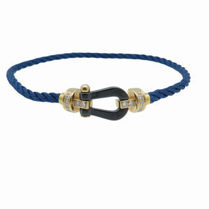 美品 フレッド フォース10 ハーフダイヤ MM ブレスレット 750 K18PG/ブラックセラミック/ダイヤモンド ＃16 2連ブレスレット 1864【中古】FRED