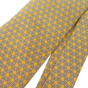 未使用品 エルメス Hロゴ 総柄 シェーヌダンクル ネクタイ シルク JAUNE 1883【中古】HERMES