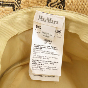 美品 マックスマーラ サイズ58 コットン ポリエステル ポリアミド ベージュ バケットハット 帽子 1901【中古】MAX MARA