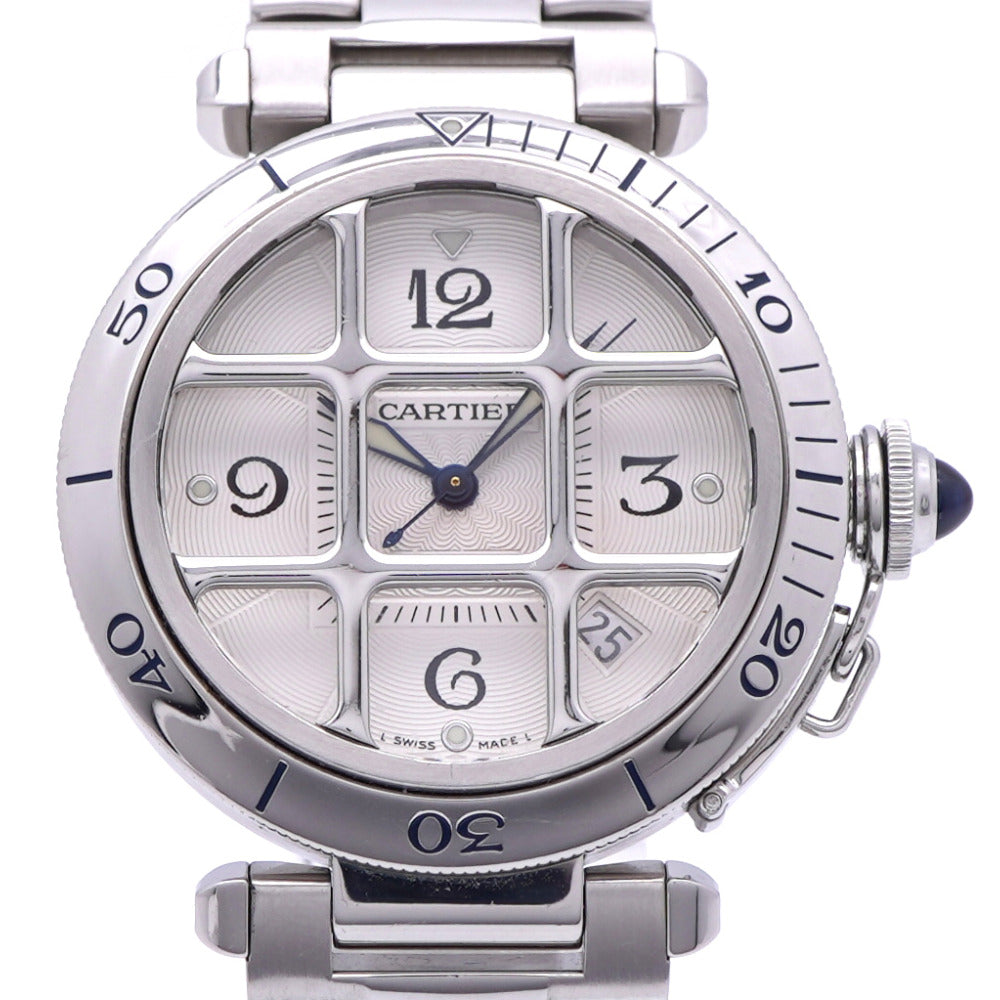 カルティエ パシャ コンベックス グリッド W31059H3 自動巻き 腕時計 SS シルバー 1914【中古】CARTIER メンズ