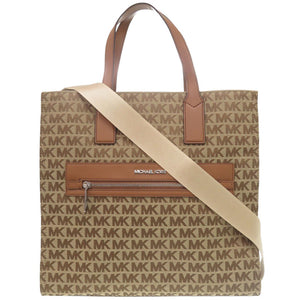 新品同様 マイケルコース 2WAY KENLY ラージ キャンバス/レザー ブラウン トートバッグ 茶 0019【中古】Michael Kors