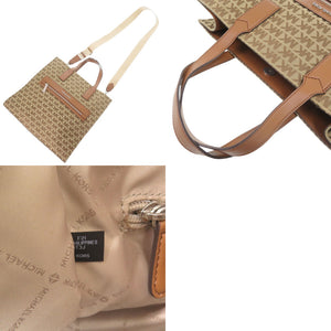新品同様 マイケルコース 2WAY KENLY ラージ キャンバス/レザー ブラウン トートバッグ 茶 0019【中古】Michael Kors
