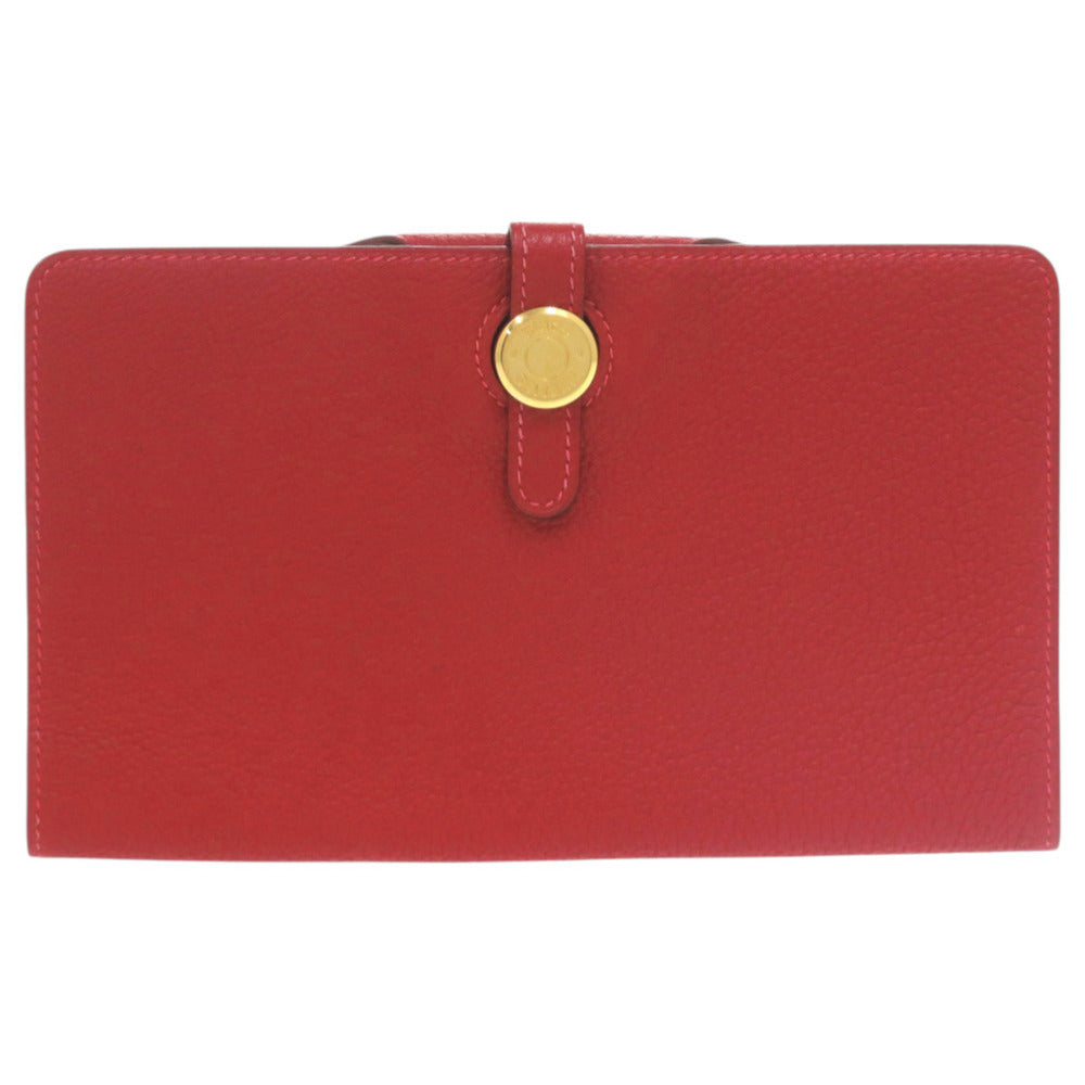 美品 エルメス ドゴンMM トゴ レッド 赤 長財布 0026【中古】HERMES