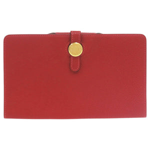 美品 エルメス ドゴンMM トゴ レッド 赤 長財布 0026【中古】HERMES