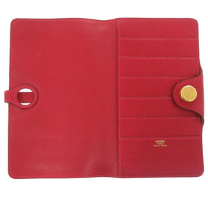 美品 エルメス ドゴンMM トゴ レッド 赤 長財布 0026【中古】HERMES