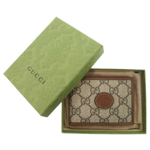 新品同様 グッチ インターロッキングG 673001 GGスプリーム ベージュ 二つ折り財布 札入れ 0049【中古】GUCCI