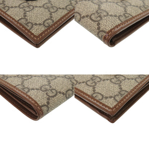 新品同様 グッチ インターロッキングG 673001 GGスプリーム ベージュ 二つ折り財布 札入れ 0049【中古】GUCCI