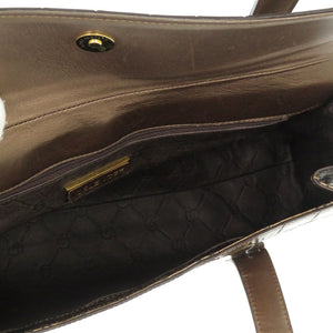 セレンシー JRA製 マットクロコ ゴールド金具 ブラウンメタリック ハンドバッグ ショルダーバッグ 0054【中古】CELENCEE