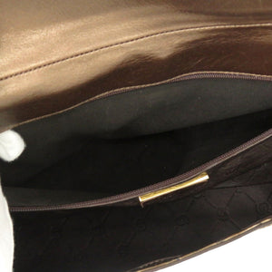 セレンシー JRA製 マットクロコ ゴールド金具 ブラウンメタリック ハンドバッグ ショルダーバッグ 0054【中古】CELENCEE