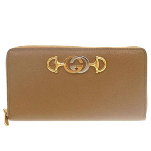 新品同様 グッチ ズゥミ 570661 レザー ブラウン ラウンドファスナー 長財布 0061【中古】GUCCI