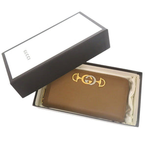 新品同様 グッチ ズゥミ 570661 レザー ブラウン ラウンドファスナー 長財布 0061【中古】GUCCI