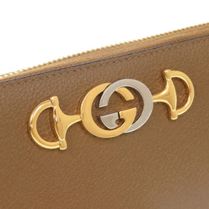 新品同様 グッチ ズゥミ 570661 レザー ブラウン ラウンドファスナー 長財布 0061【中古】GUCCI
