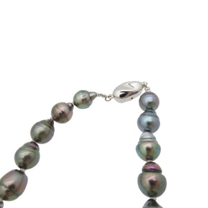 美品 8mm-13mm タヒチ バロックパール ピーコック ネックレス ネックレス パール ブラック 黒 0069【中古】真珠