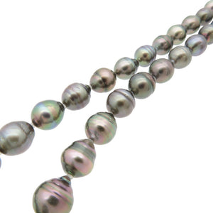 美品 8mm-13mm タヒチ バロックパール ピーコック ネックレス ネックレス パール ブラック 黒 0069【中古】真珠