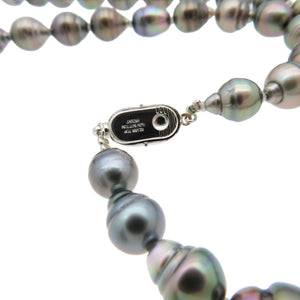 美品 8mm-13mm タヒチ バロックパール ピーコック ネックレス ネックレス パール ブラック 黒 0069【中古】真珠