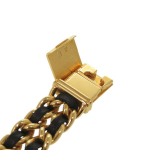 美品 シャネル プルミエール Lサイズ H0001 GP レザー ブラック ゴールド クオーツ 腕時計 黒文字盤 0074【中古】CHANEL