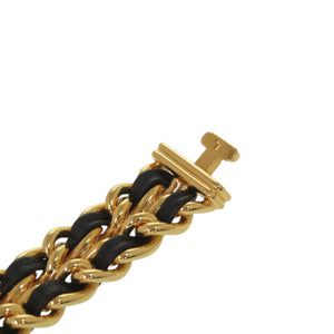 美品 シャネル プルミエール Lサイズ H0001 GP レザー ブラック ゴールド クオーツ 腕時計 黒文字盤 0074【中古】CHANEL