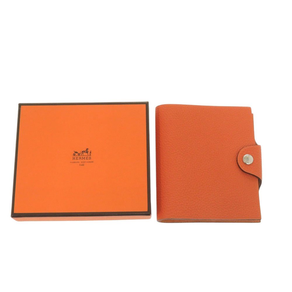 新品同様 エルメス ユリス ミニ トゴ オレンジ 手帳カバー シルバー金具 ノートカバー 0107【中古】HERMES