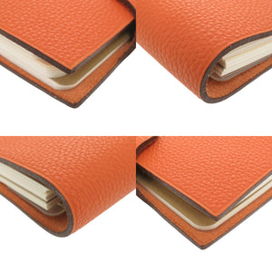 新品同様 エルメス ユリス ミニ トゴ オレンジ 手帳カバー シルバー金具 ノートカバー 0107【中古】HERMES