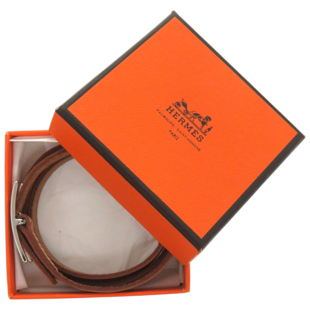新品同様 エルメス アピ3 Hapi3 4連 レザー メタル ブラウン 茶 ブレスレット 0112【中古】HERMES