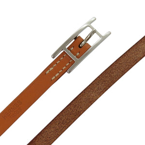 新品同様 エルメス アピ3 Hapi3 4連 レザー メタル ブラウン 茶 ブレスレット 0112【中古】HERMES