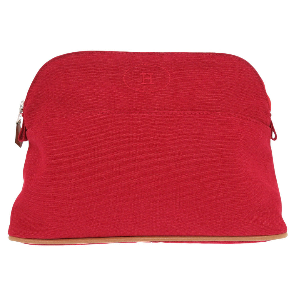 美品 エルメス ボリード ポーチ 25 MM キャンバス レッド ポーチ バッグ 赤 0118【中古】HERMES