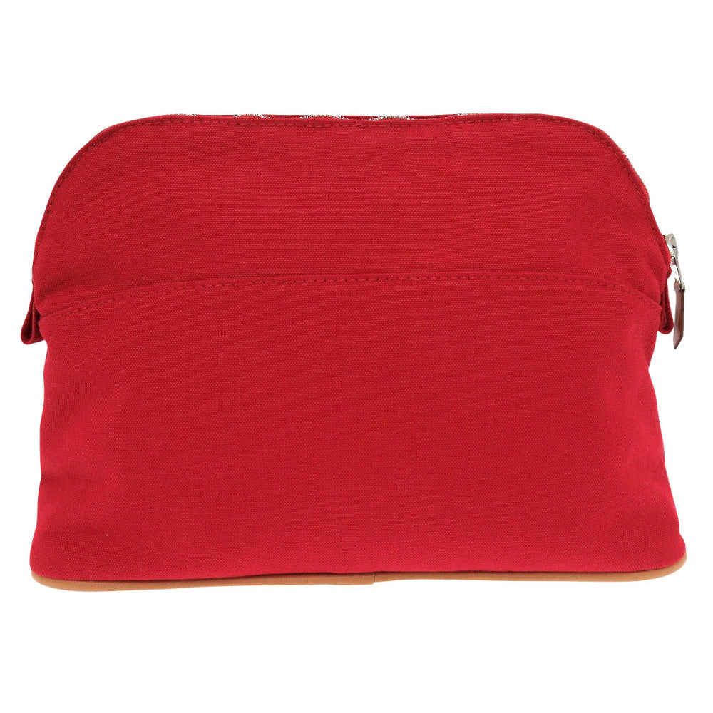 美品 エルメス ボリード ポーチ 25 MM キャンバス レッド ポーチ バッグ 赤 0118【中古】HERMES