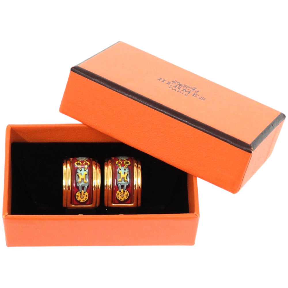 美品 エルメス エマイユ メタル レッド 赤 イヤリング 0120【中古】HERMES