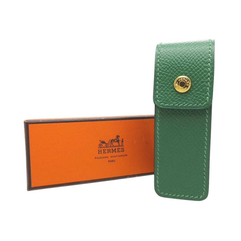 新品同様 エルメス チューイングガムケース クシュベル ヴェール ゴールド金具 セリエ 0130 【中古】 HERMES