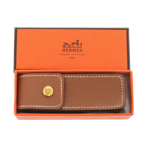新品同様 エルメス リップ 印鑑 ガム ケース セリエ クシュベル ゴールド 茶 小物 0131【中古】HERMES