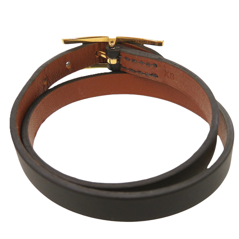美品 エルメス ビーアピ ドゥブルトゥール ヴォーシャモニー ノワール 064692CC ブレスレット 黒 0136【中古】HERMES