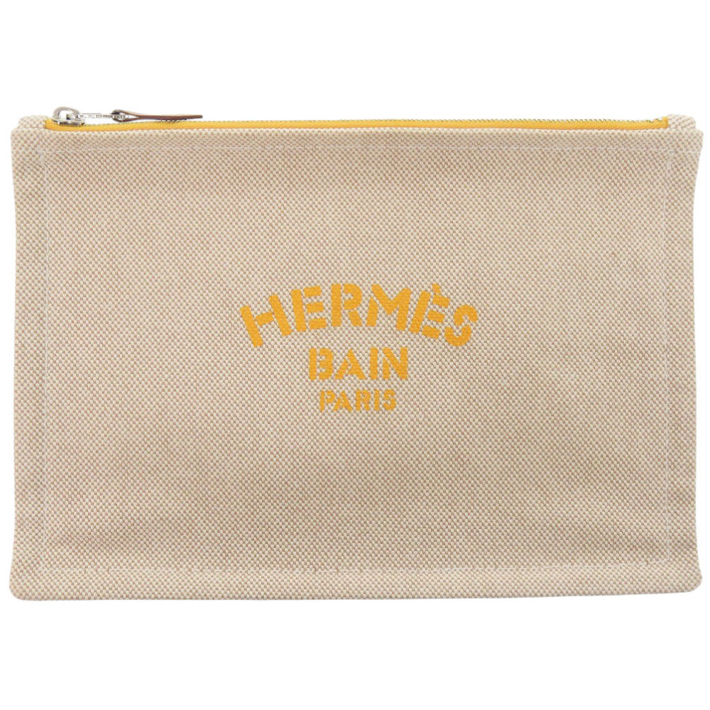 新品同様 エルメス ニューヨッティング PM コットン ベージュ ポーチ 0158【中古】HERMES