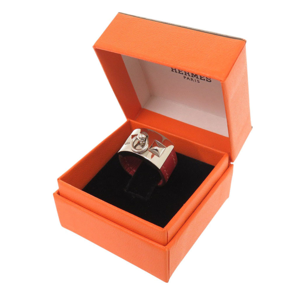 美品 エルメス コリエドシアン サイズL メタル レザー レッド リング 指輪 0168【中古】HERMES