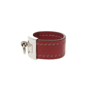 美品 エルメス コリエドシアン サイズL メタル レザー レッド リング 指輪 0168【中古】HERMES
