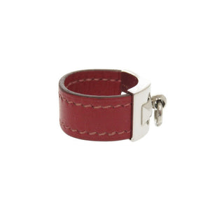 美品 エルメス コリエドシアン サイズL メタル レザー レッド リング 指輪 0168【中古】HERMES