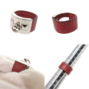 美品 エルメス コリエドシアン サイズL メタル レザー レッド リング 指輪 0168【中古】HERMES