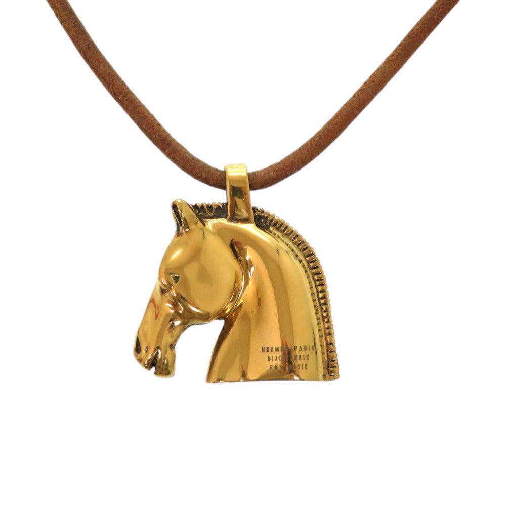 美品 エルメス シュバル ホース 馬 GP ゴールド ネックレス 0173【中古】HERMES