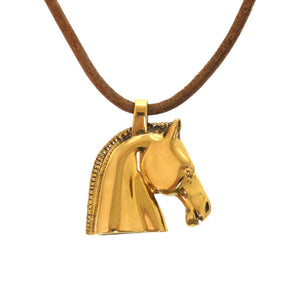 美品 エルメス シュバル ホース 馬 GP ゴールド ネックレス 0173【中古】HERMES