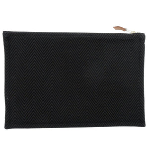 エルメス フラットヨッティング GM シェヴロン アバカ ポーチ コットン ブラック 黒 0195【中古】HERMES